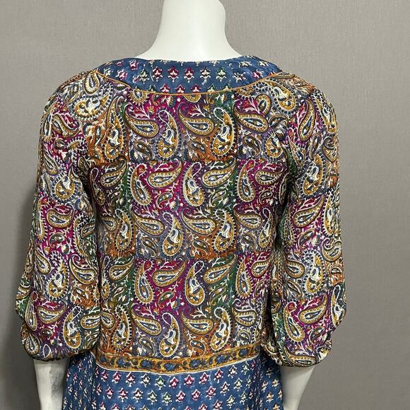 🌟Tolani 100% Silk Multicolored Ginger Paisley Tunic Mini Dress Sz-XS - Picture 7 of 10